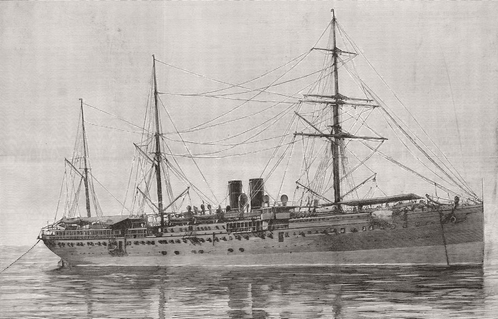SHIPS. Ship Portugal. Brazil & River Plate line 1887 old antique print picture